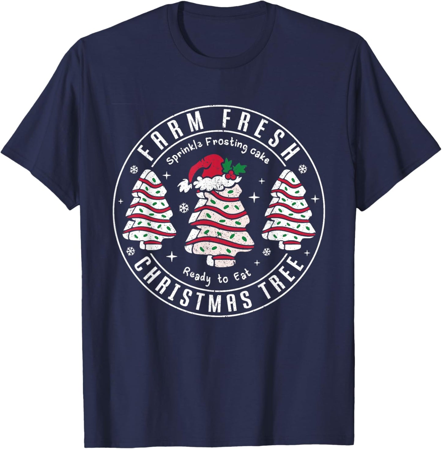 Farm Fresh Christmas Tree Cakes Retro Xmas Tree Farm Pajamas T-Shirt - T-Shirt | Navy
