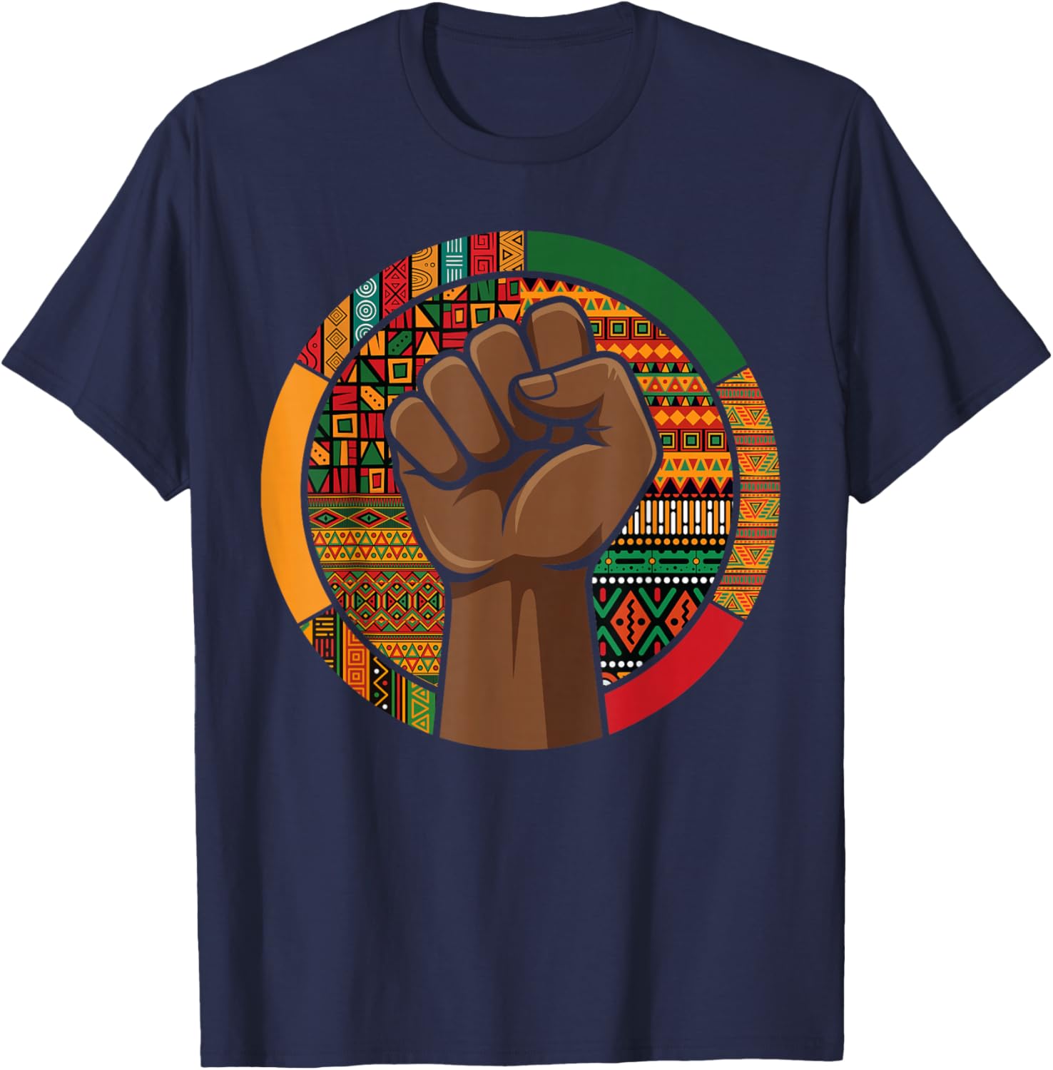 Melanin Fist Black History Month Afro American African Pride T-Shirt - T-Shirt | Navy