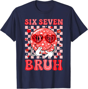 67 Meme Six Seven 6 7 Bruh Valentine Heart Boys Girls Kids T-Shirt - T-Shirt | Navy