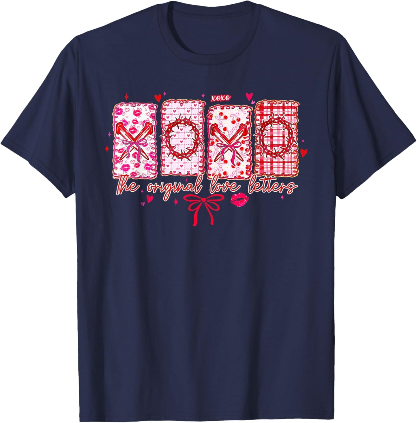 XOXO The Original Love Letters Valentine Jesus Bible Verse T-Shirt - T-Shirt | Navy