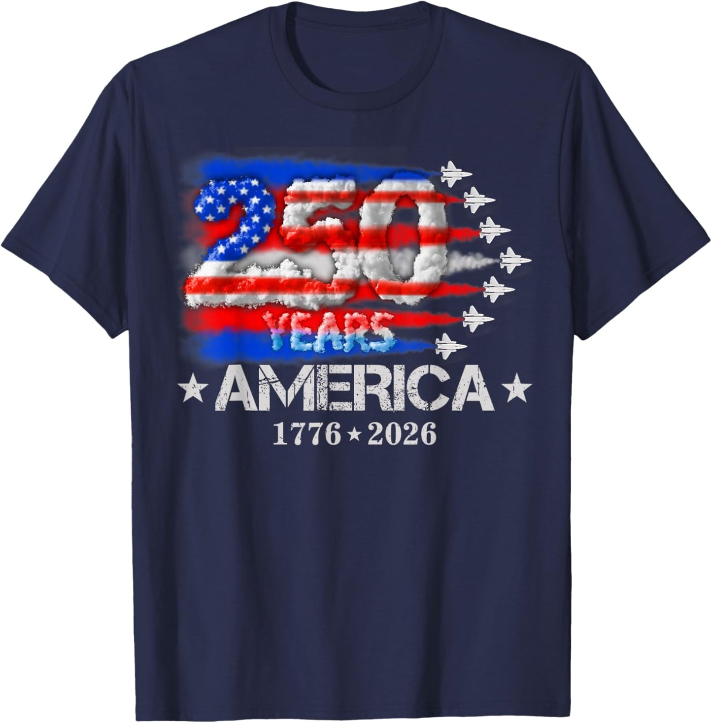 250 Years 1776 2026 250th Vintage 4th July American Flag T-Shirt - T-Shirt | Navy