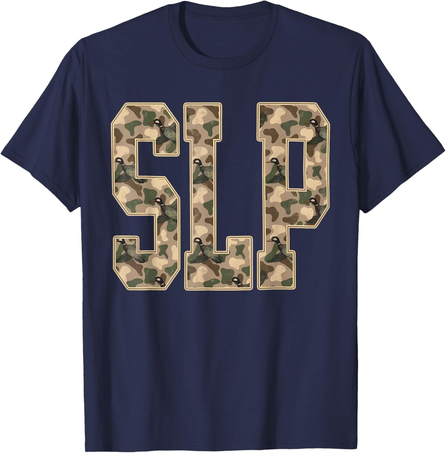 Retro Camo SLP Speech Language Pathologist Camouflage Speech T-Shirt - T-Shirt | Navy
