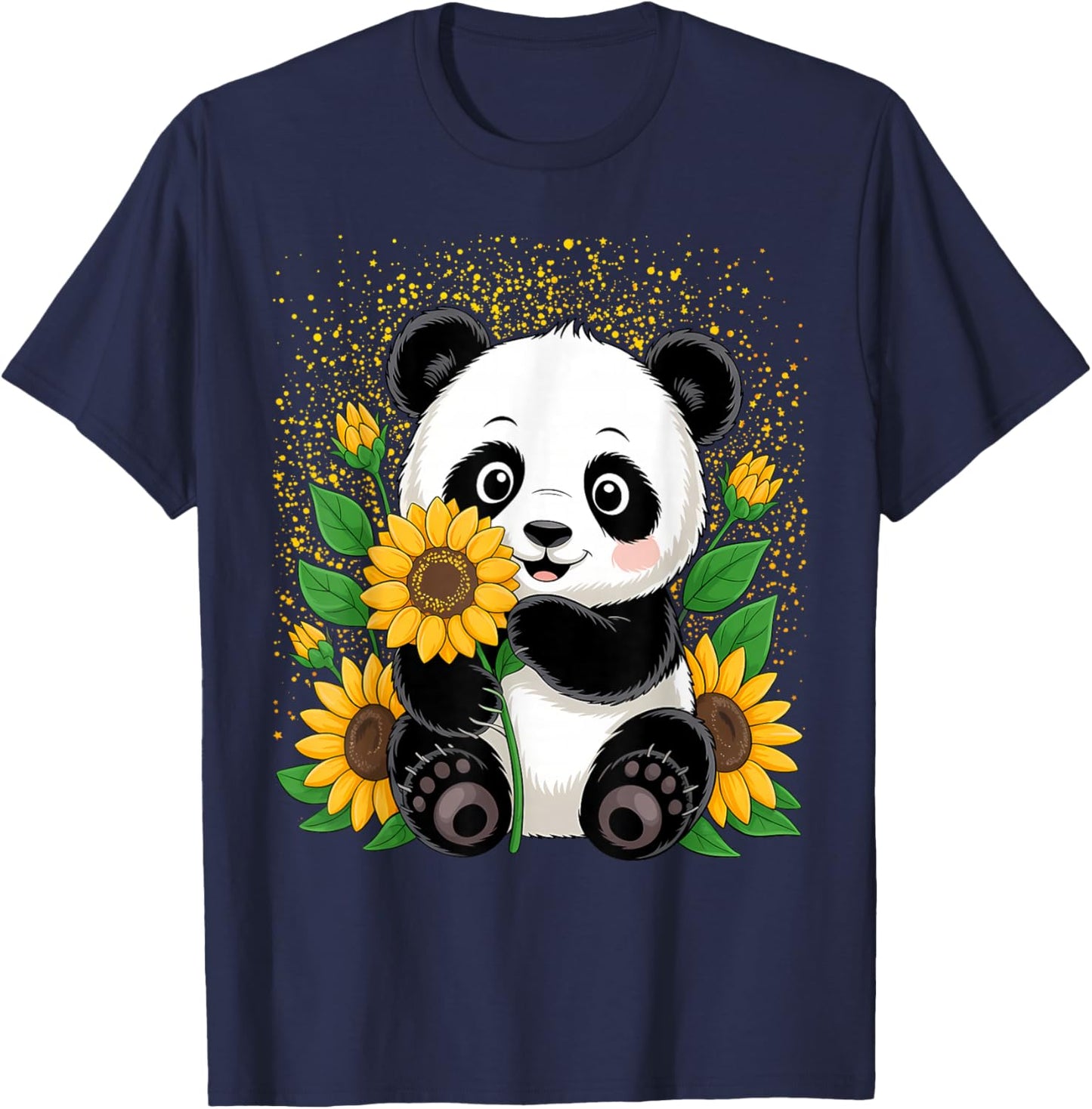 Panda Bear with Sunflowers, Panda Bear T-Shirt - T-Shirt | Navy