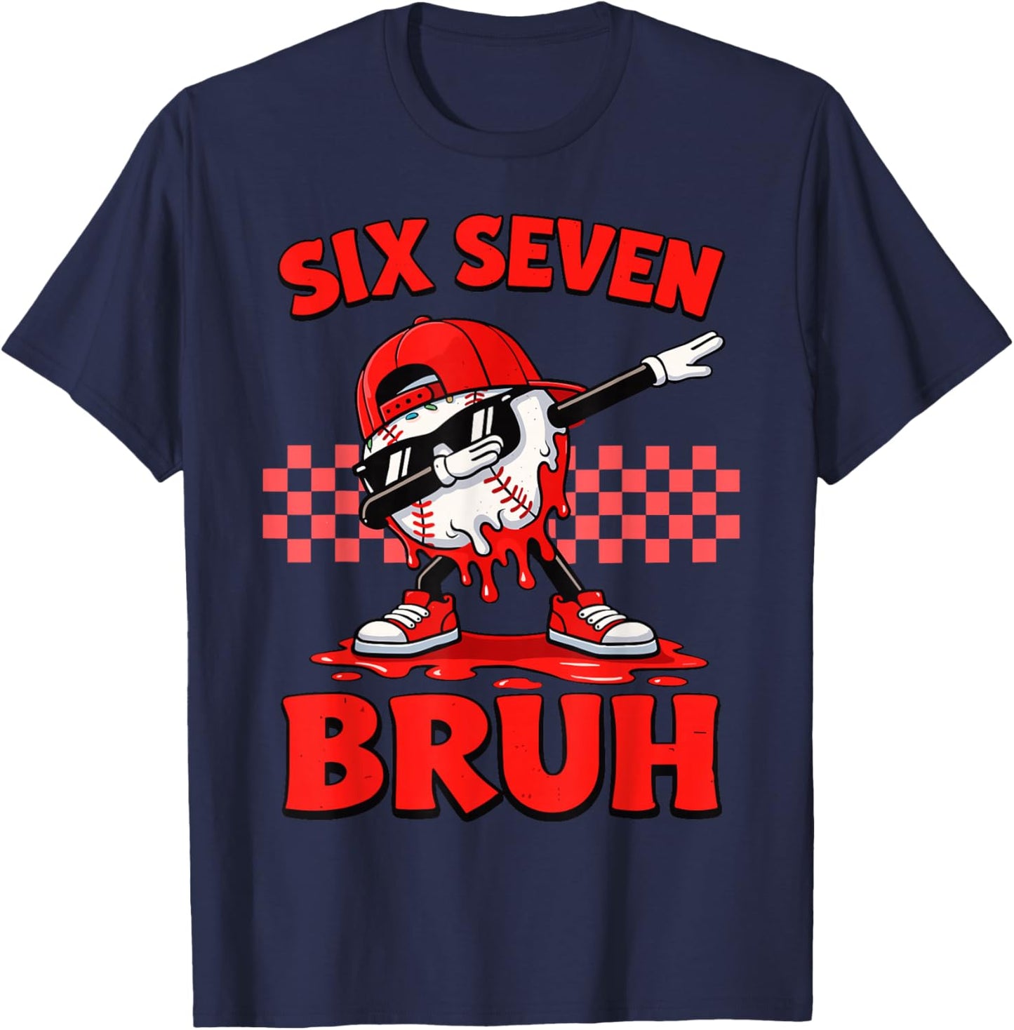 Six Seven 67 Bruh Baseball Valentine’s Day Teens Boys Kids T-Shirt - T-Shirt | Navy