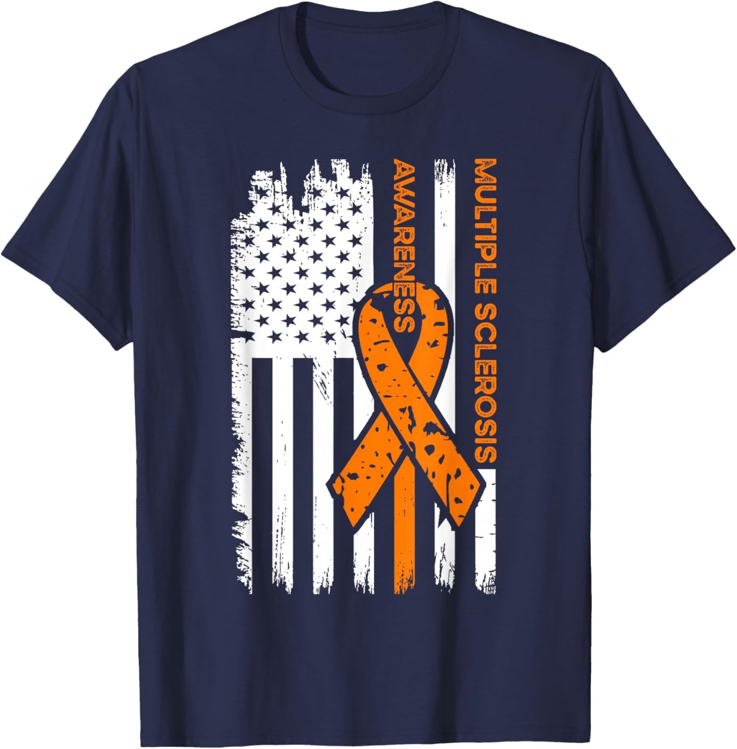 MS Multiple Sclerosis Awareness Flag T-Shirt - T-Shirt | Navy