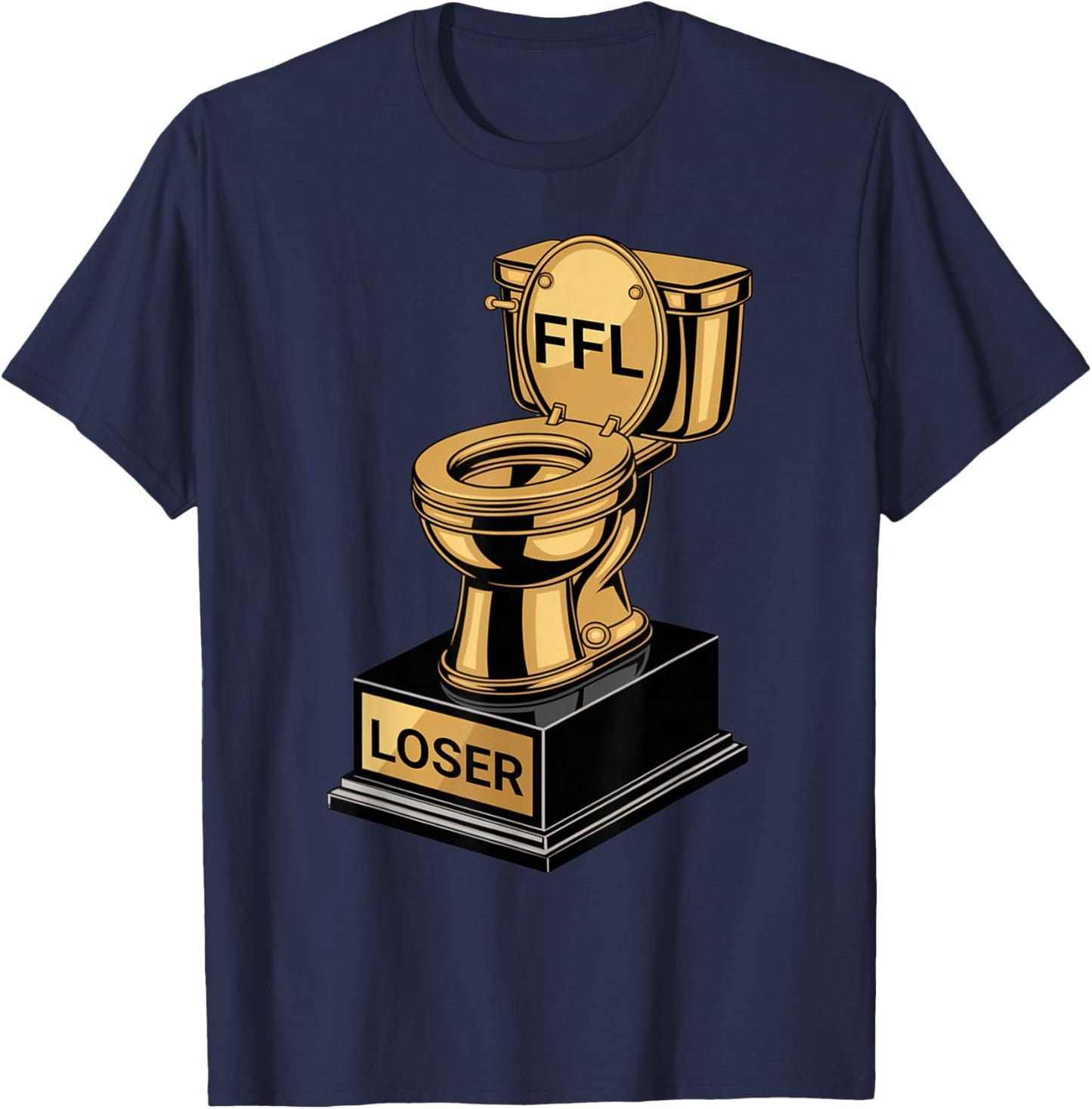 I Suck at Fantasy Football Golden Toilet Loser Trophy Prize T-Shirt - T-Shirt | Navy