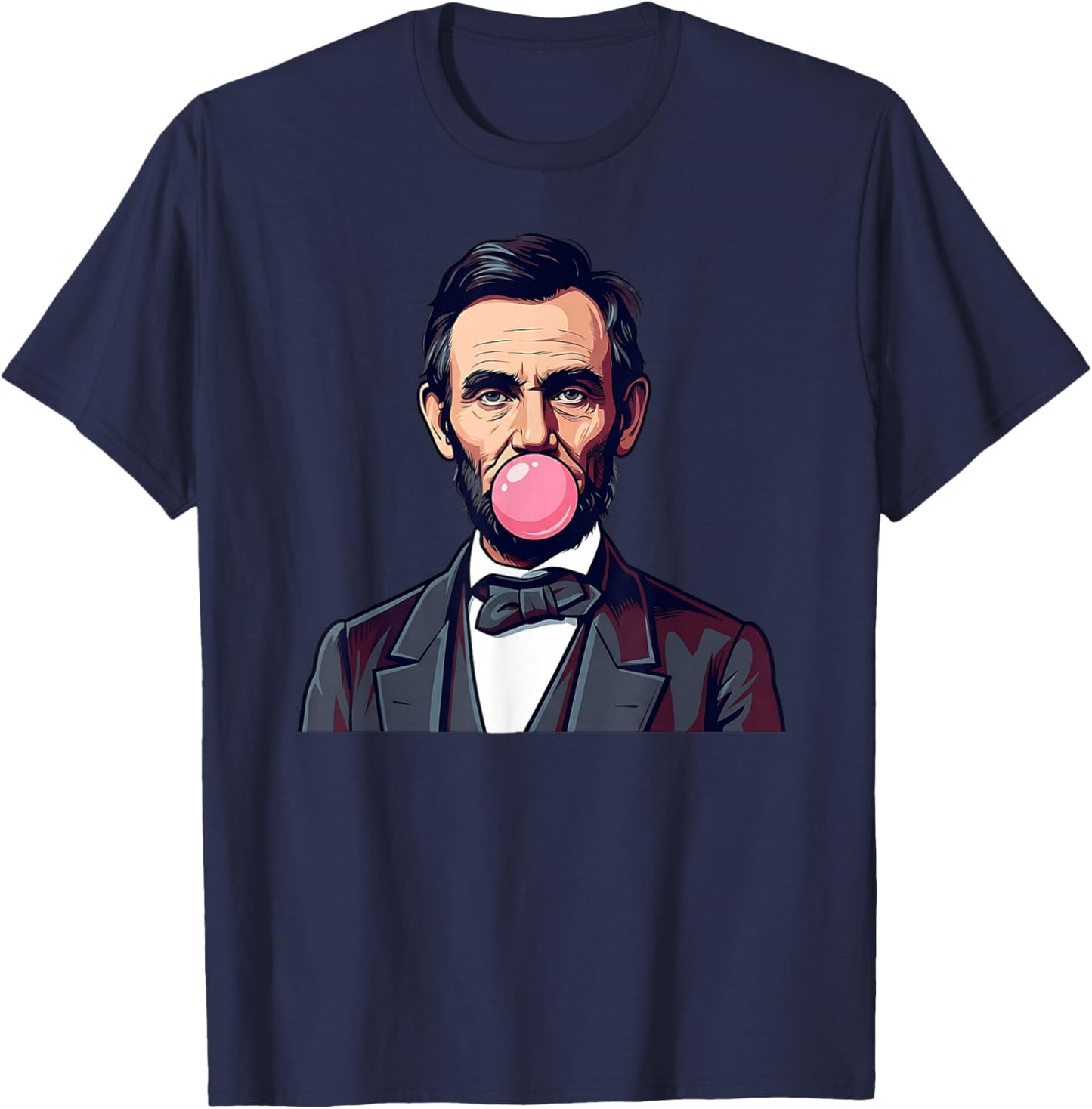 Abraham Lincoln Blowing A Bubble Bubblegum T-Shirt - T-Shirt | Navy
