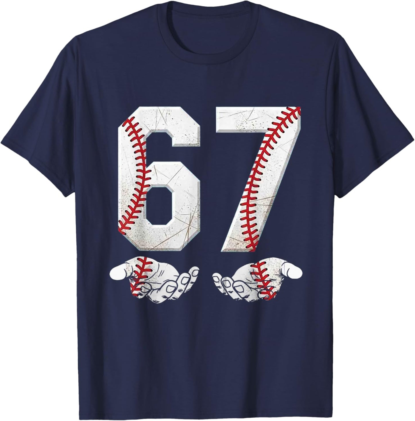 67 Six Seven Number 6 7 Meme Baseball Six Seven for Boys Men T-Shirt - T-Shirt | Navy