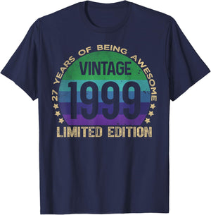27 Year Old Gifts Vintage 1999 Limited Edition 27th Birthday T-Shirt - T-Shirt | Navy