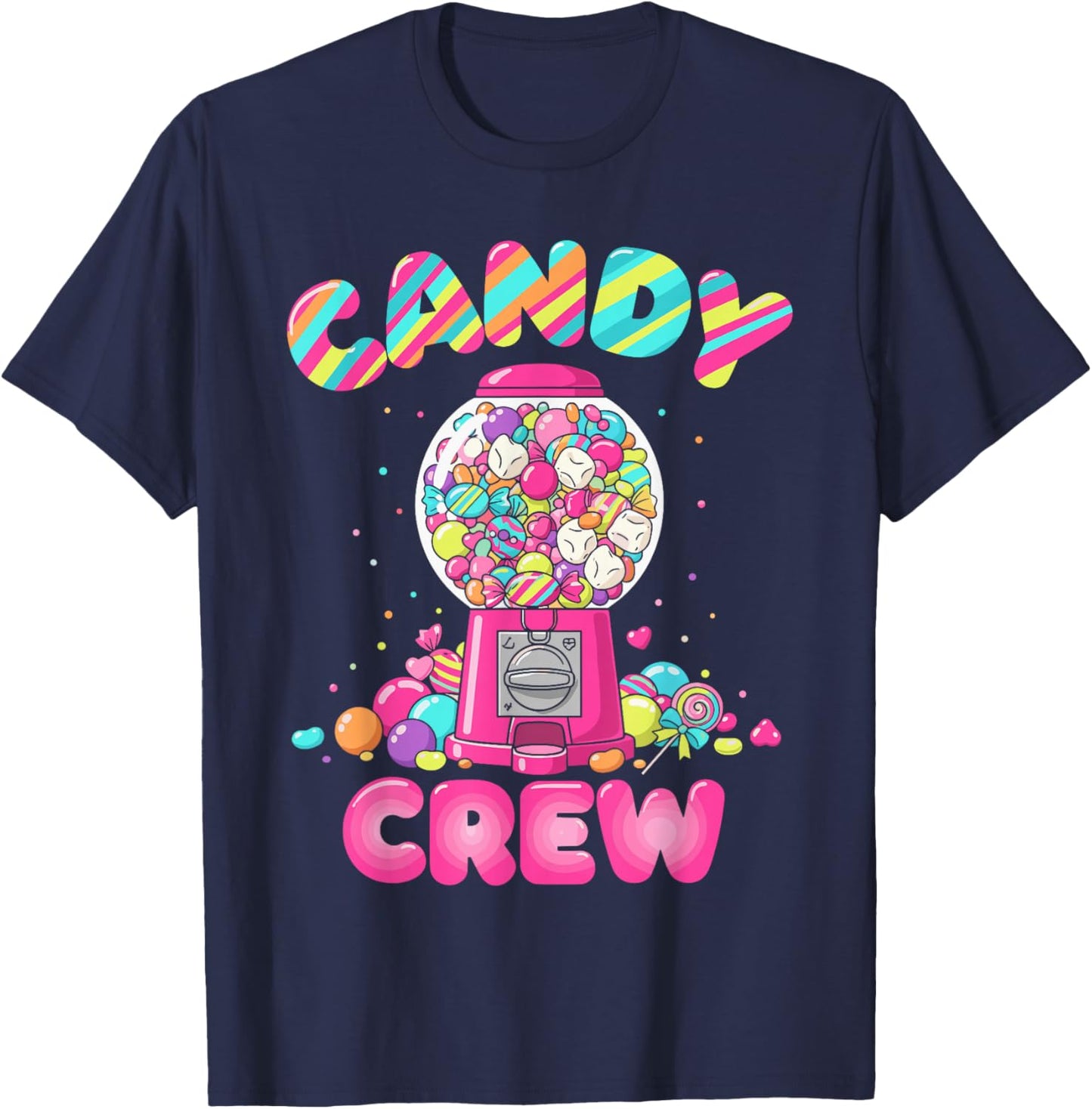 Candy Land Costume Adult Women, Colorful Sweet Candy Crew T-Shirt - T-Shirt | Navy