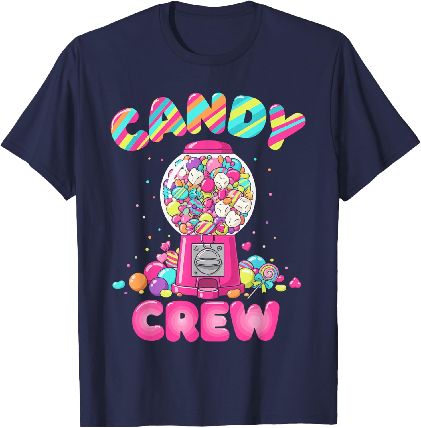 Candy Land Costume Adult Women, Colorful Sweet Candy Crew T-Shirt - T-Shirt | Navy
