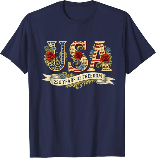Vintage USA America 250 Years 1776-2026 250th Birthday T-Shirt - T-Shirt | Navy