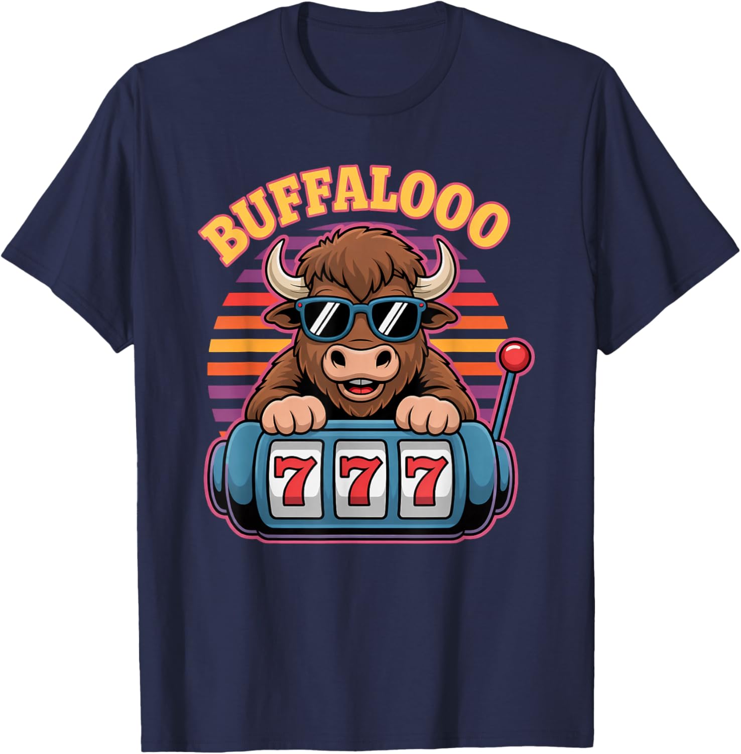 Buffalo Casino Slot Machine Jackpot Gamblers Vegas Poker T-Shirt - T-Shirt | Navy