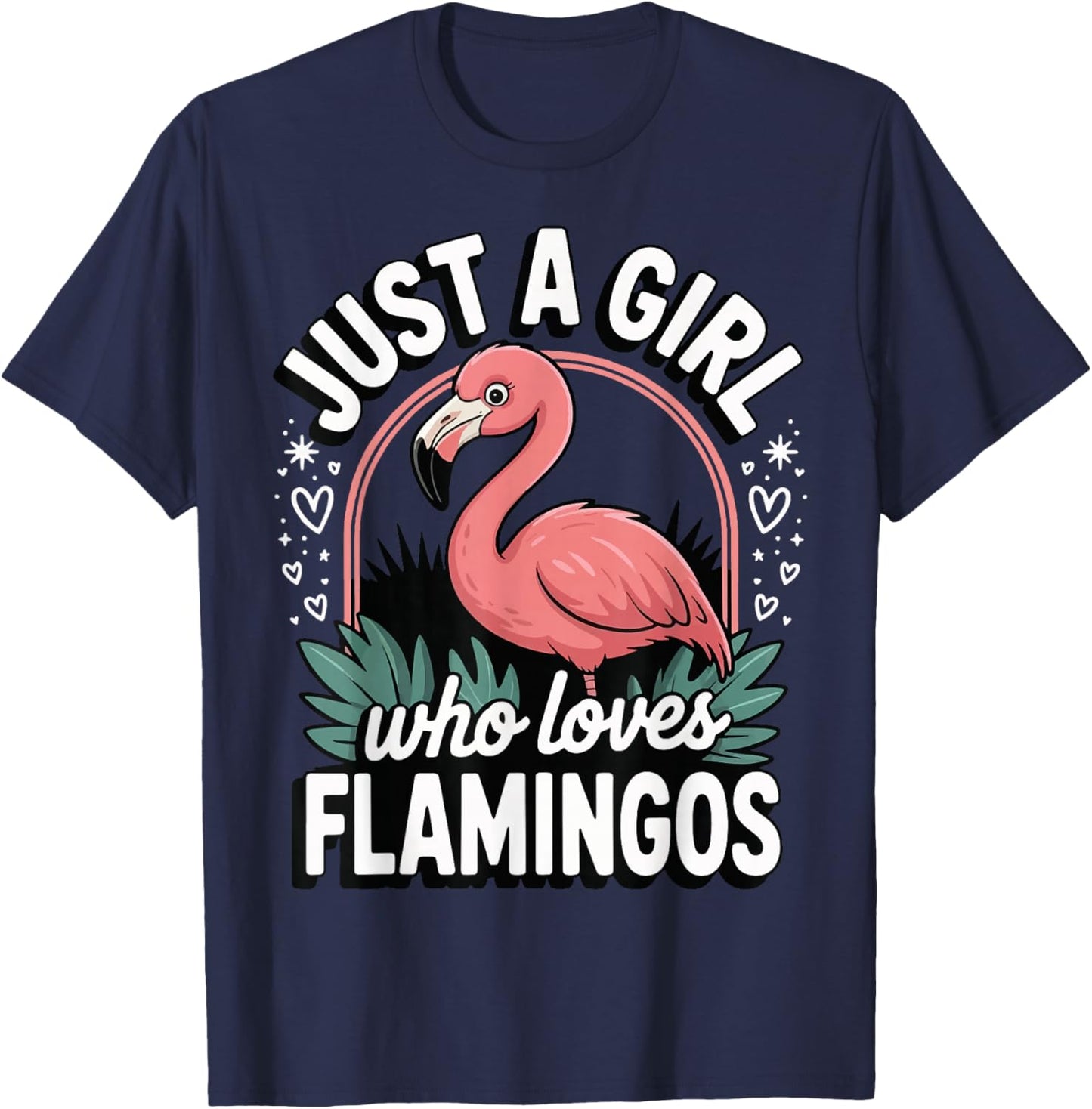 Just A Girl Who Loves Flamingos T-Shirt - T-Shirt | Navy