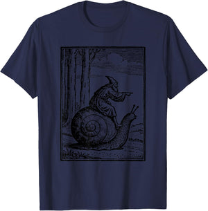 Retro Medieval Wizard Snail Rider T-Shirt - T-Shirt | Navy