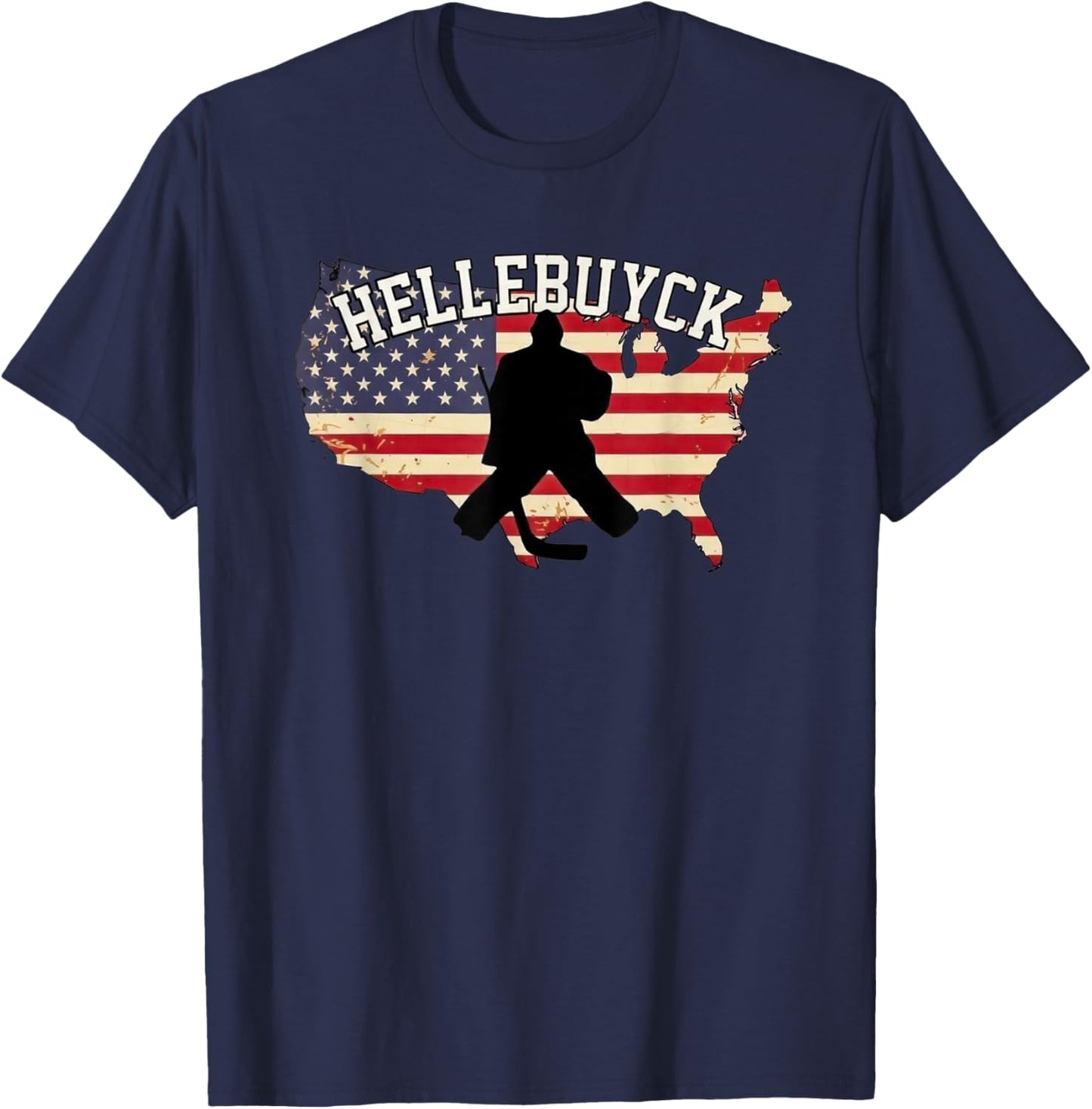 Hellebuyck T American Goalie Funny Design T-Shirt - T-Shirt | Navy