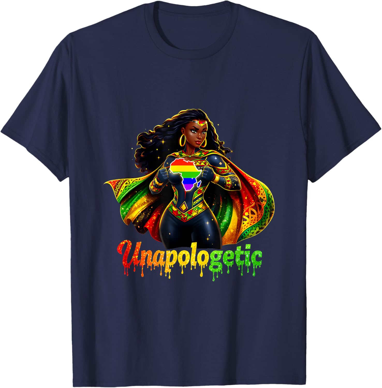 Melanin Queen Girls Black Woman Pride Strong T-Shirt - T-Shirt | Navy