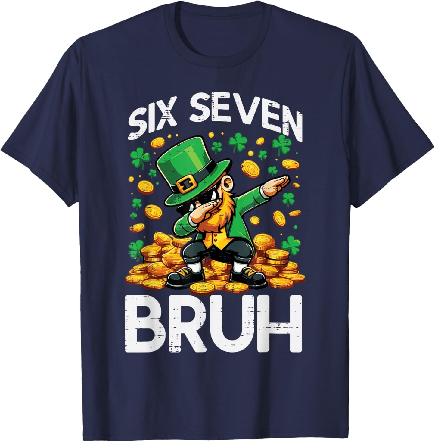 6 7 St Patricks Day Six Seven Bruh Leprechaun 67 Kids Youth T-Shirt - T-Shirt | Navy