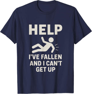 Funny Stick Figure Falling Help I’ve Fallen and Can’t Get Up T-Shirt - T-Shirt | Navy