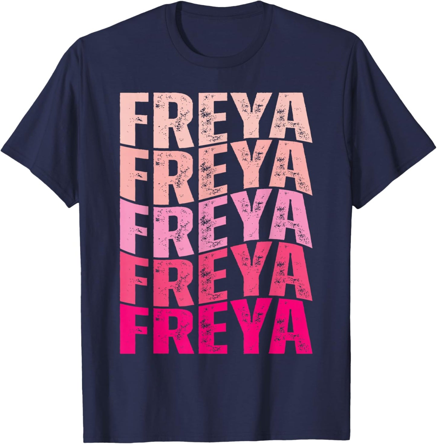 Vintage Freya Personalized Name I Love Freya 80's Groovy T-Shirt - T-Shirt | Navy
