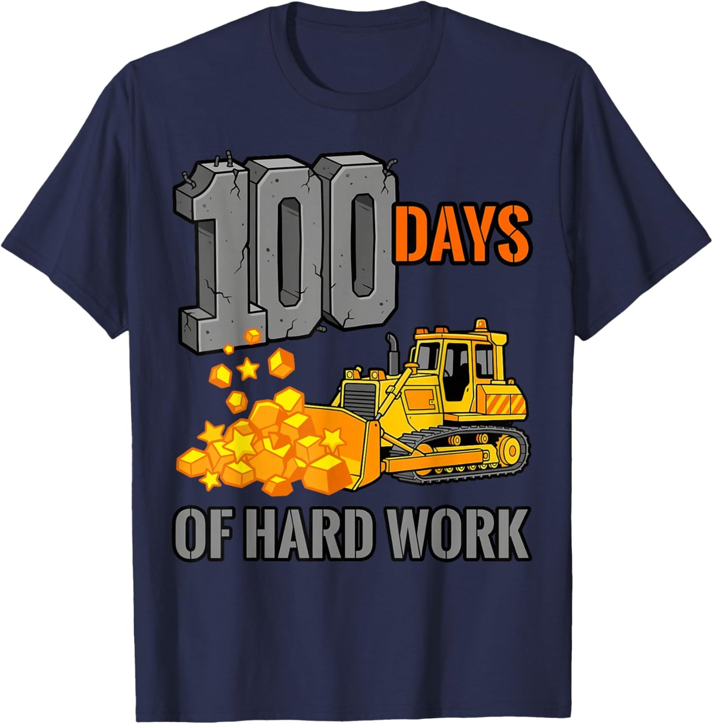 100 Days of School Construction T-Shirt - T-Shirt | Navy