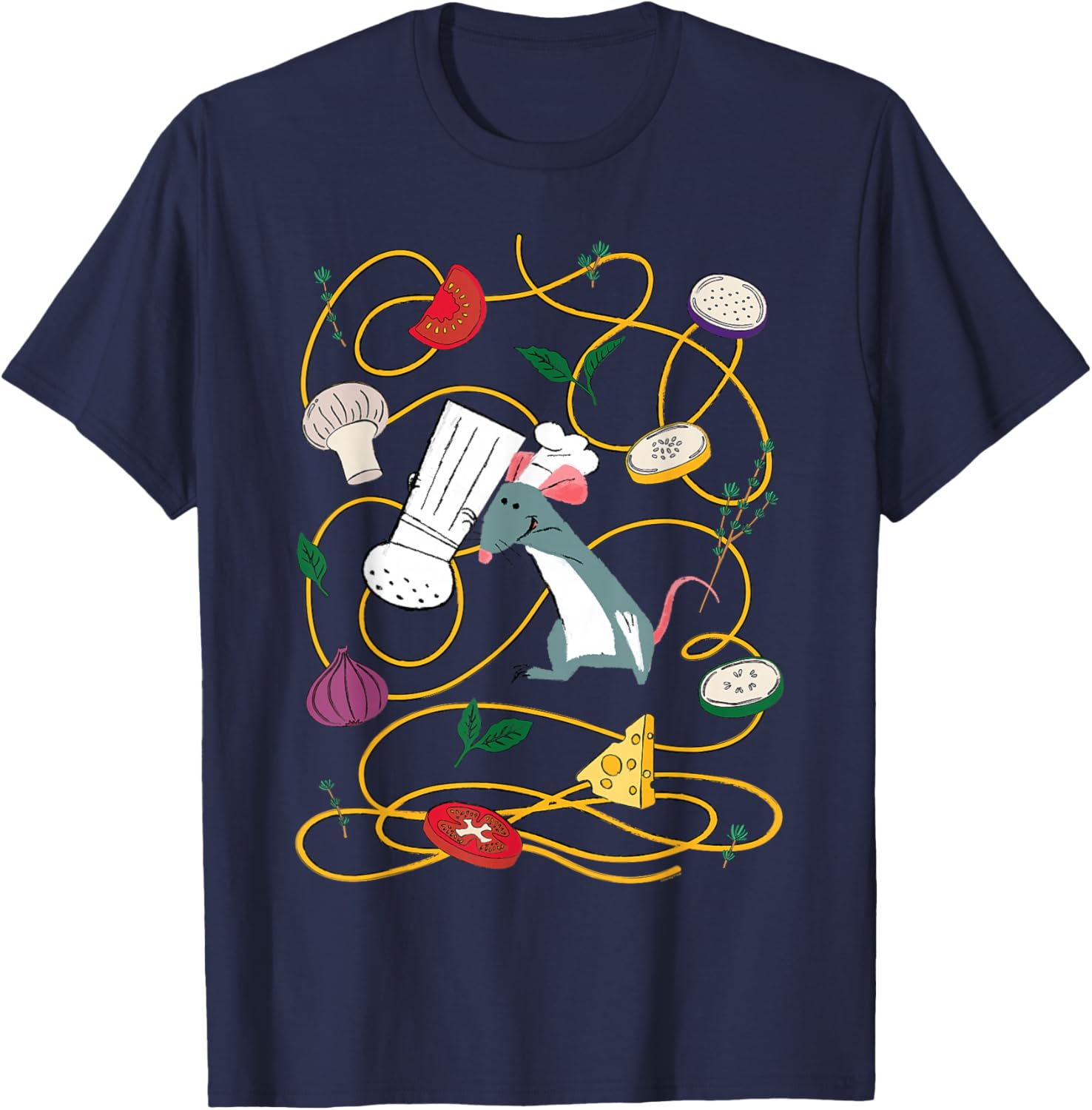 Disney and Pixar's Ratatouille Stylized Chef Remy Cooking T-Shirt - T-Shirt | Navy