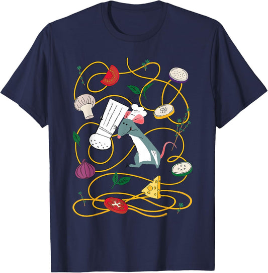 Disney and Pixar's Ratatouille Stylized Chef Remy Cooking T-Shirt - T-Shirt | Navy