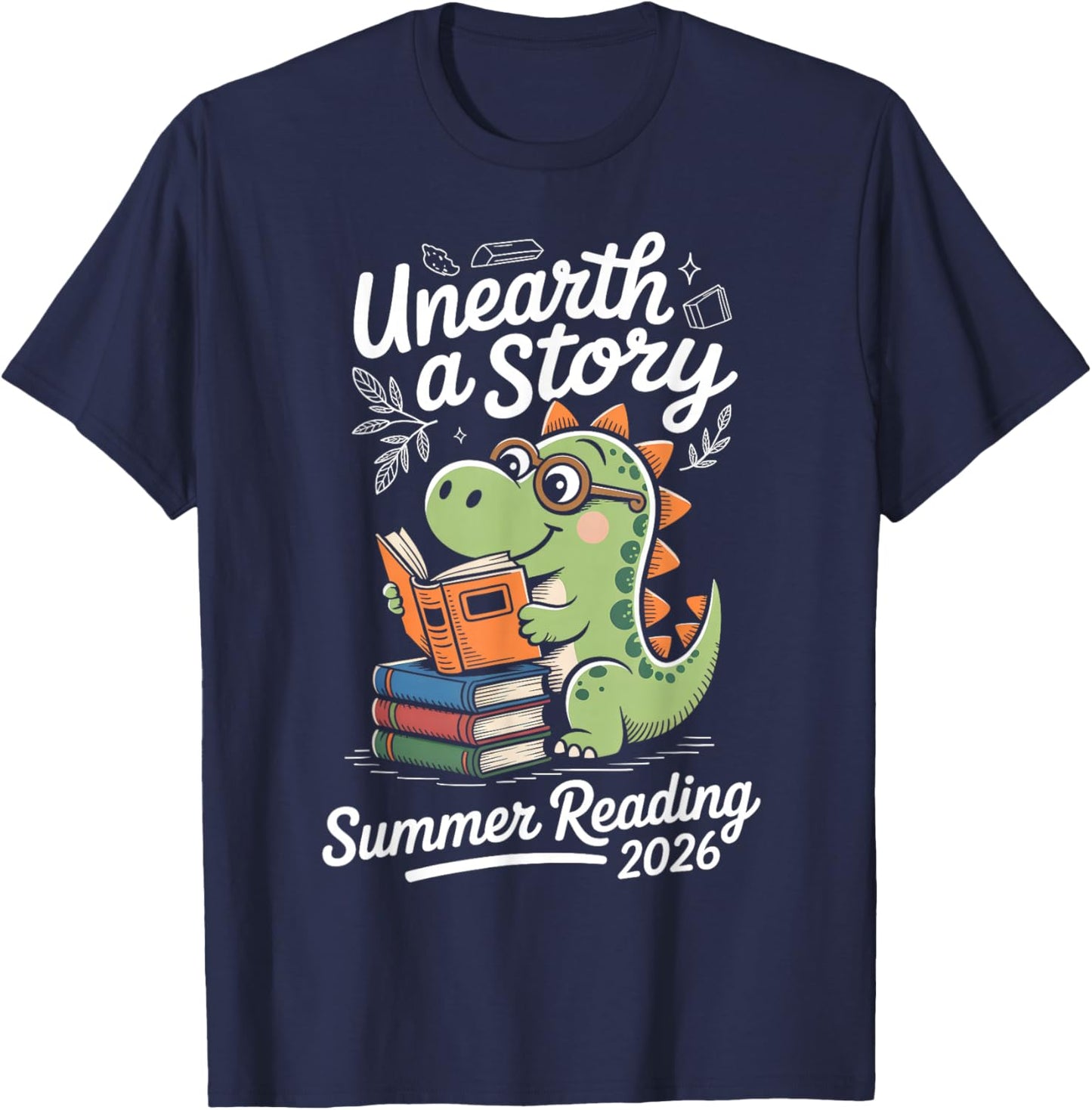 Unearth A Story Summer Reading 2026 Dino T-Shirt - T-Shirt | Navy