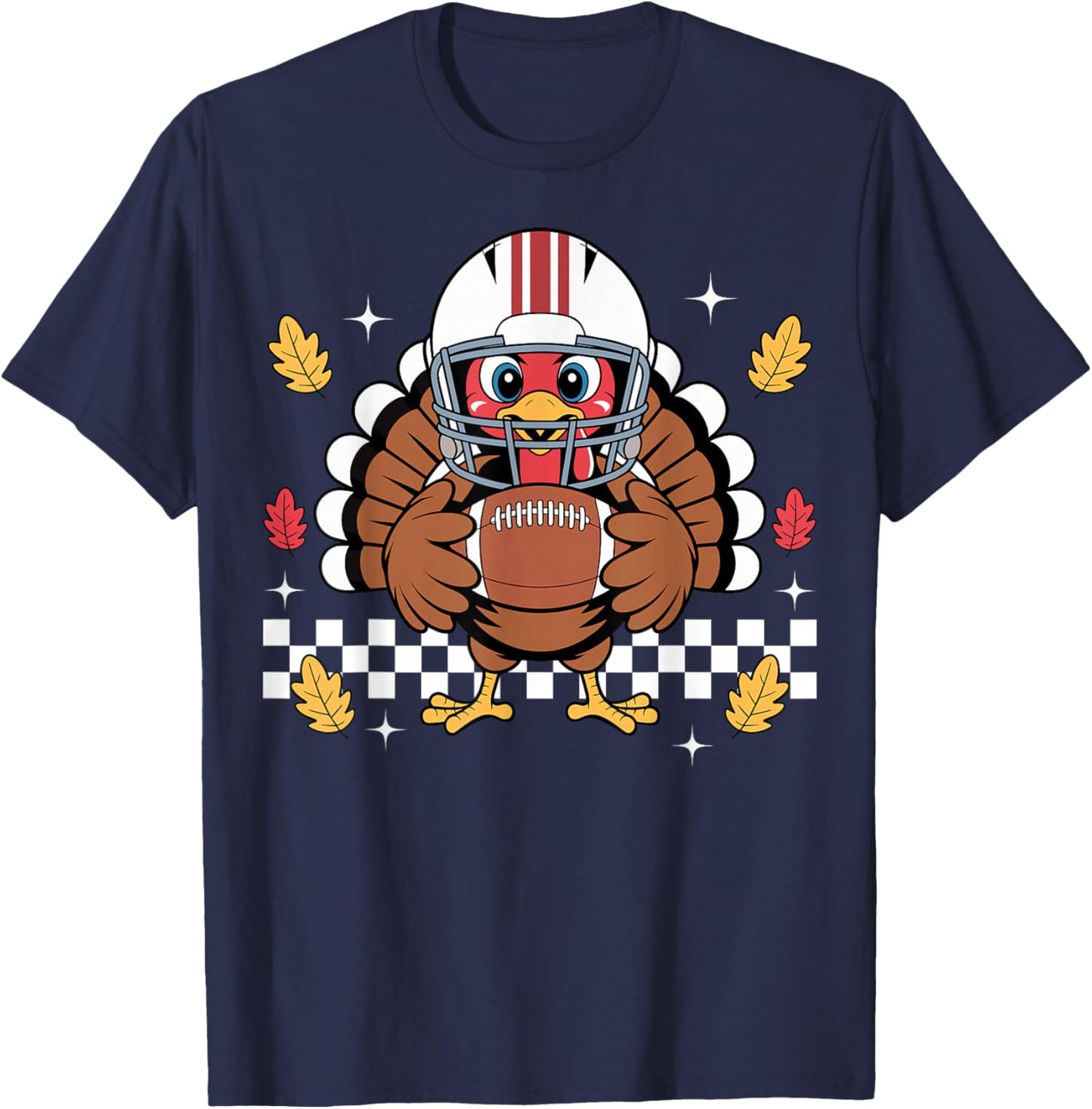 Retro Thanksgiving Turkey Football Toddler Boys Kids T-Shirt - T-Shirt | Navy