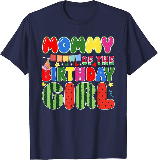 Mommy of The Birthday Girl Melon Family Matching Funny T-Shirt - T-Shirt | Navy