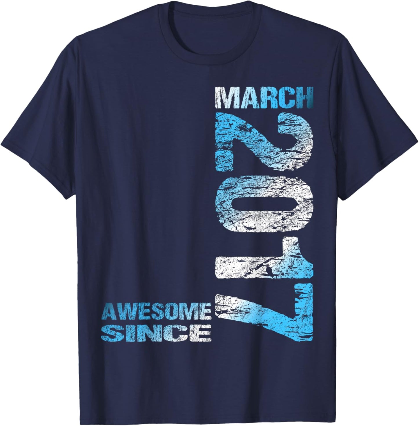 Awesome Since March 2017 9th Birthday T-Shirt - T-Shirt | Navy
