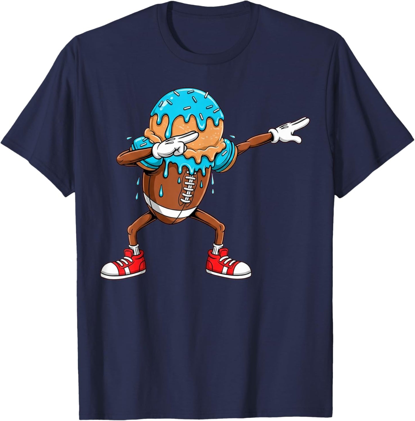 Dabbing Football Drip Ice Cream Kids Youth Boys Girls T-Shirt - T-Shirt | Navy