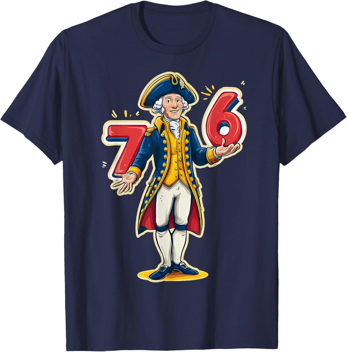 6-7 7-6 George Washington Shirt Six Seven American Design T-Shirt - T-Shirt | Navy
