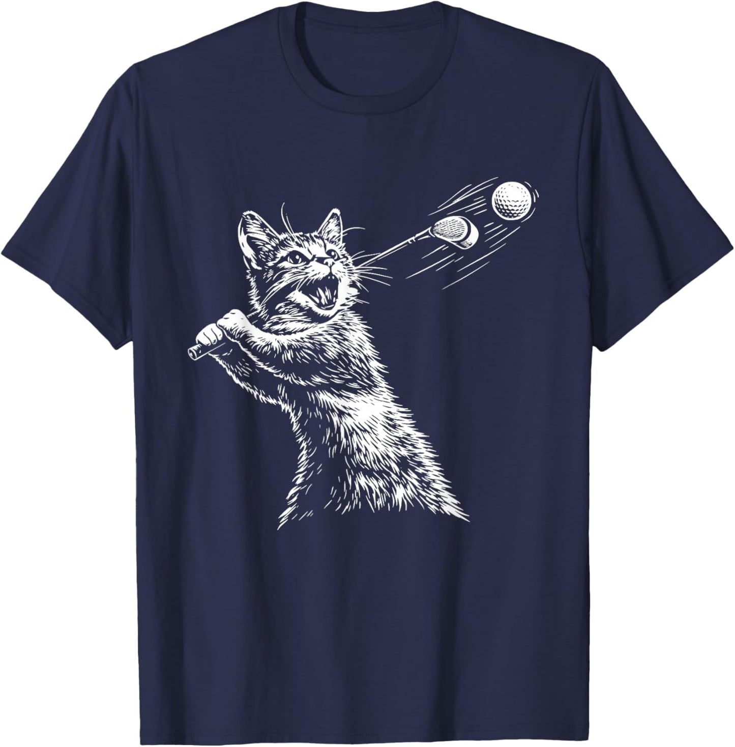 Funny Cat Golfer Golfing Golf T-Shirt - T-Shirt | Navy