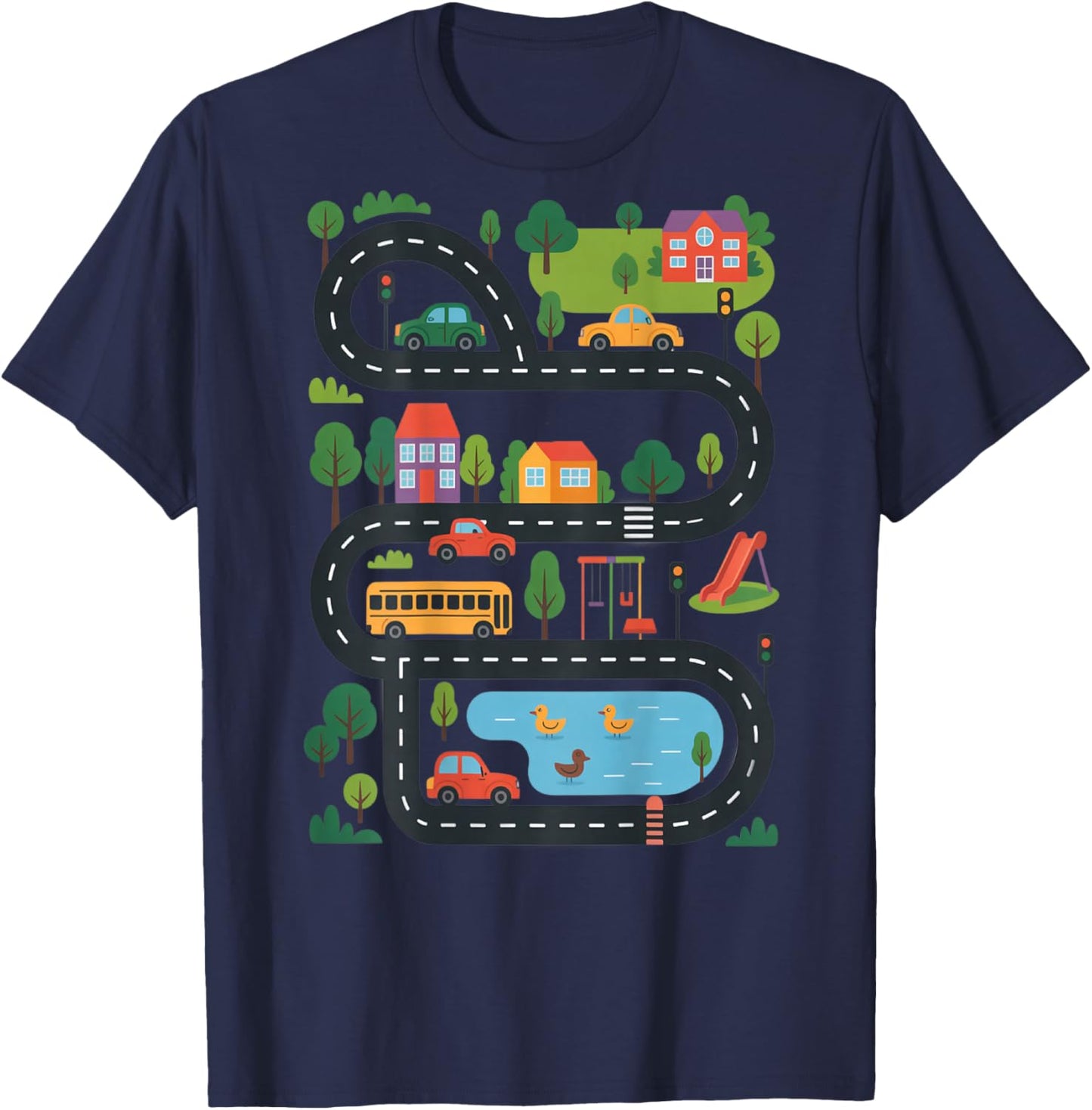 (On Back) Tired Dads Club Car Race Track On Dad Daddy T-Shirt - T-Shirt | Navy
