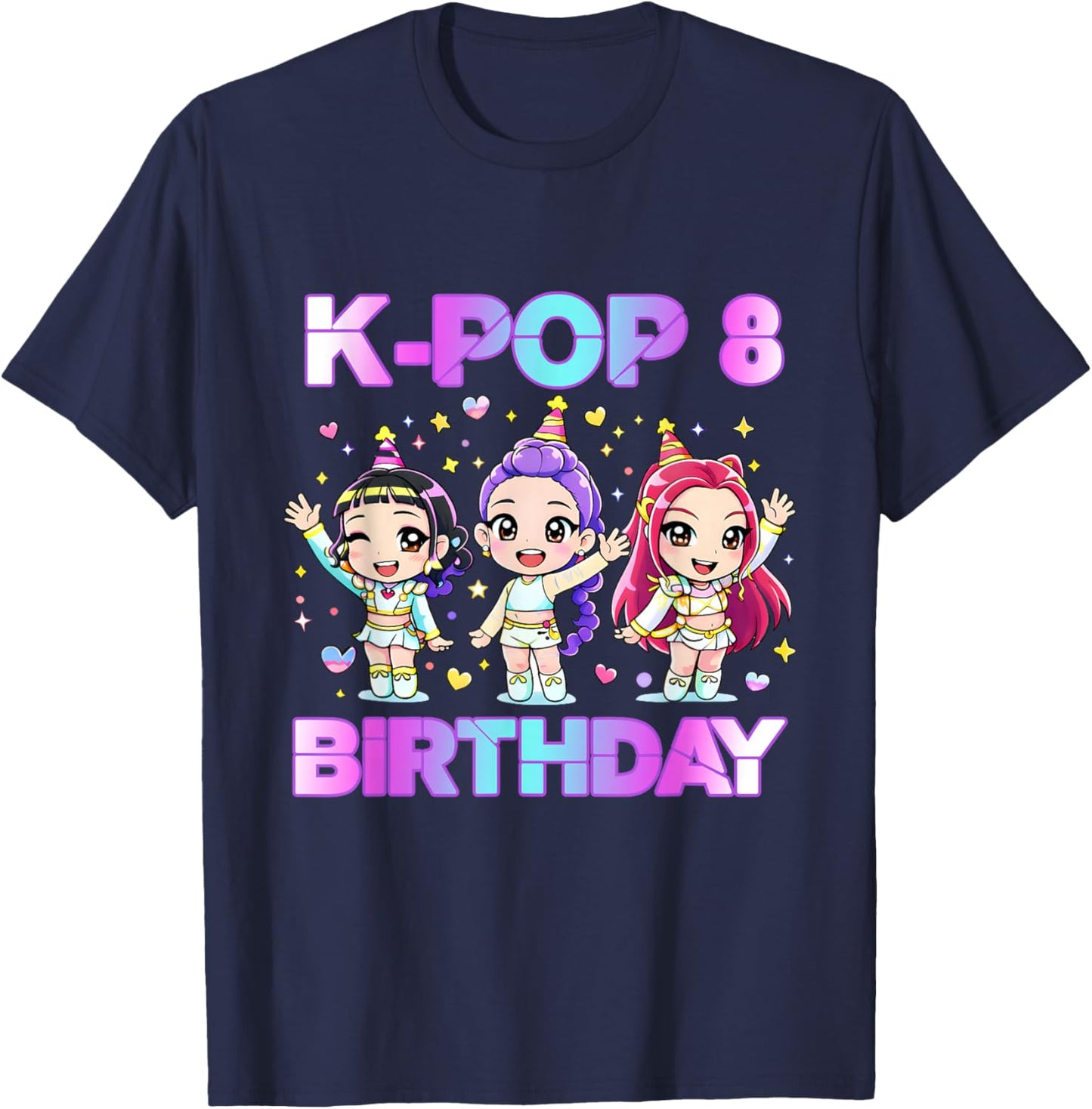 8 Years Old Birthday K pop Kids 8th Birthday Girls K-pop T-Shirt - T-Shirt | Navy