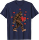 Red Hearts Valentines Day Bigfoot Funny Sasquatch Big Foot T-Shirt - T-Shirt | Navy