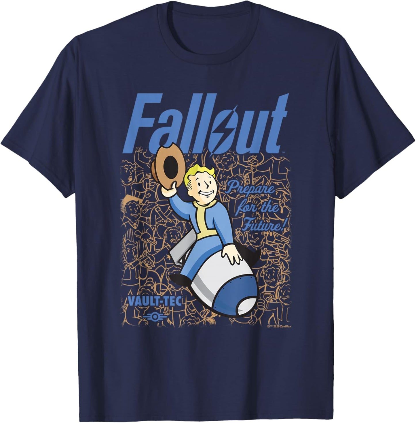 Fallout Video Game Vault Boy Wild West Bomb with Logo T-Shirt - T-Shirt | Navy