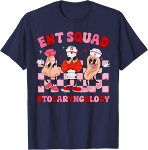 ENT Squad Otolaryngology Valentines Ears Nose Throat Nurse T-Shirt - T-Shirt | Navy