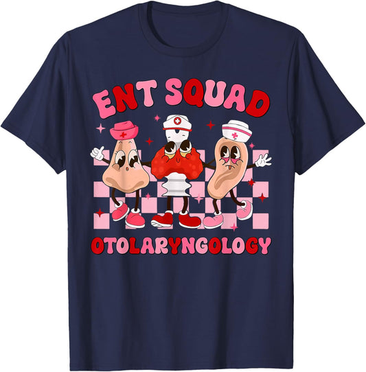 ENT Squad Otolaryngology Valentines Ears Nose Throat Nurse T-Shirt - T-Shirt | Navy