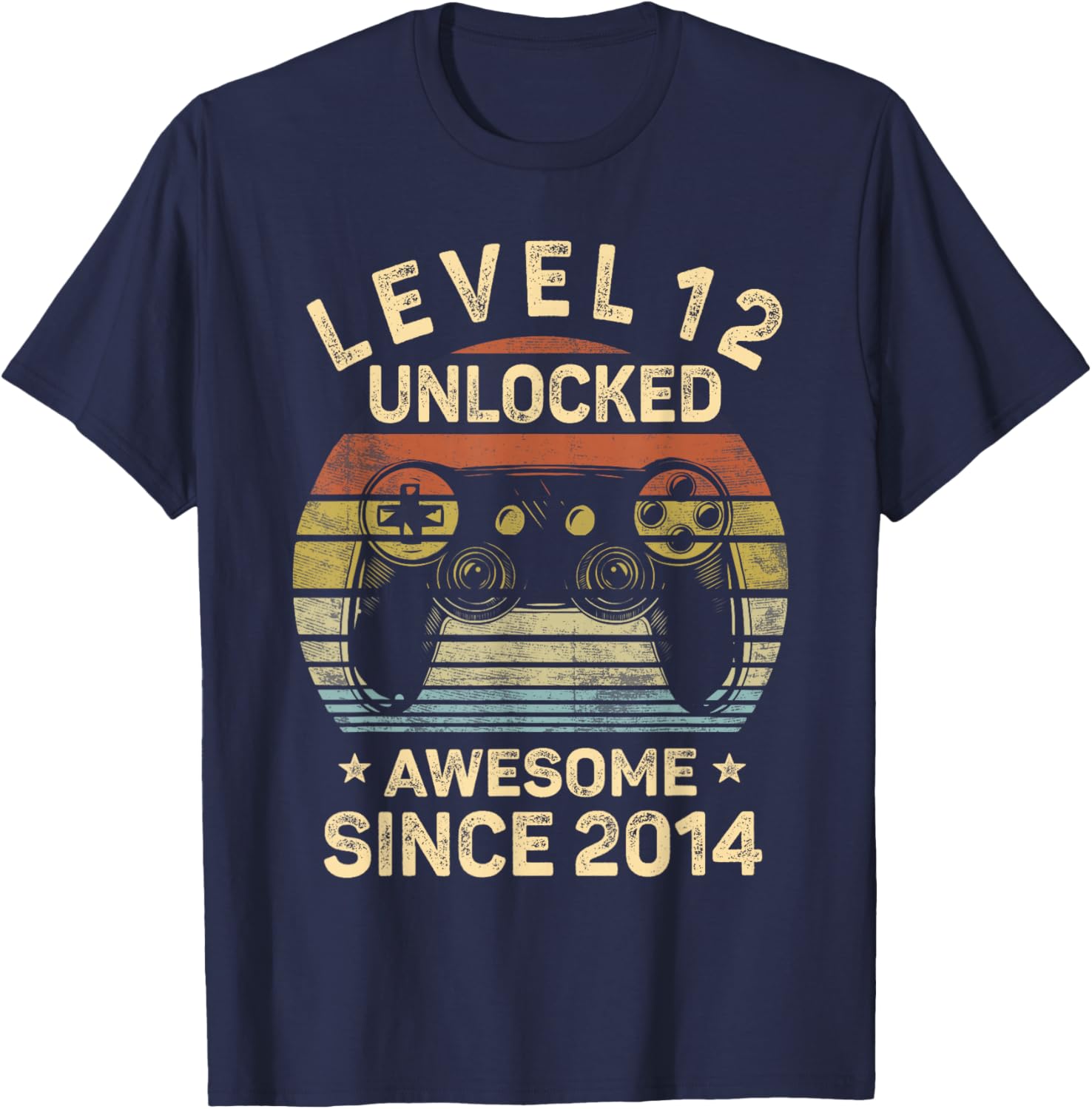 Level 12 Unlocked Awesome Since 2014 12th Birthday Gaming T-Shirt - T-Shirt | Navy