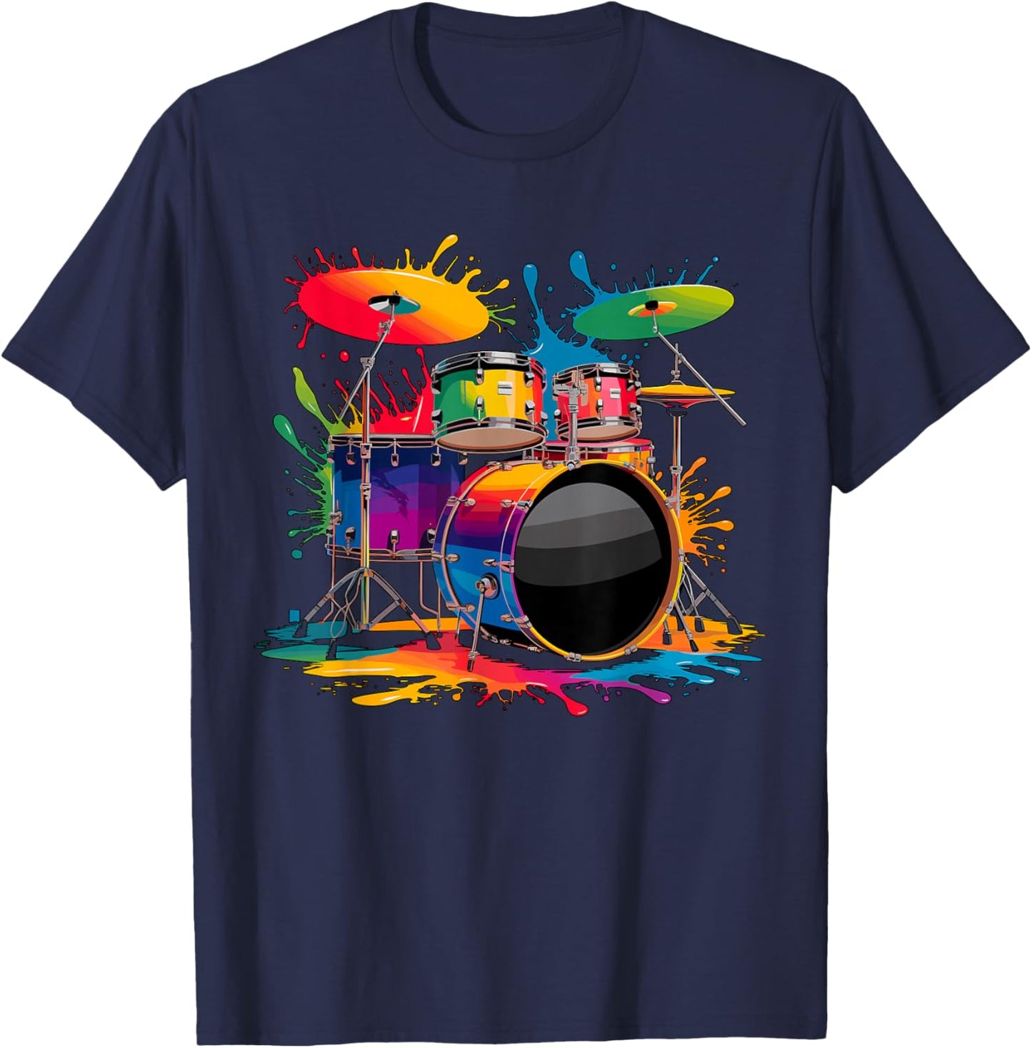 Drumset Soft Colors Drummer Drums T-Shirt - T-Shirt | Navy