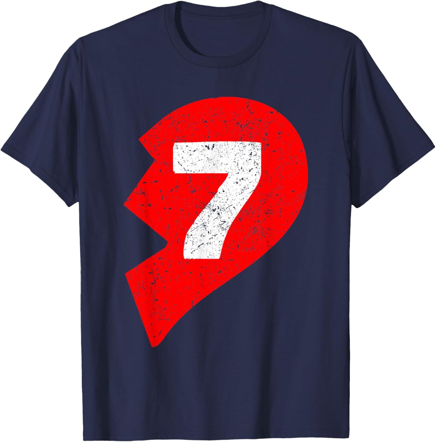 Number 7 Funny Matching Couple Friends Valentines Heart 67 T-Shirt - T-Shirt | Navy