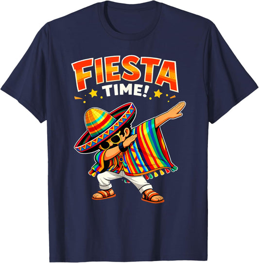 Dabbing Mexican Poncho Cinco de Mayo Sombrero Dab T-Shirt - T-Shirt | Navy