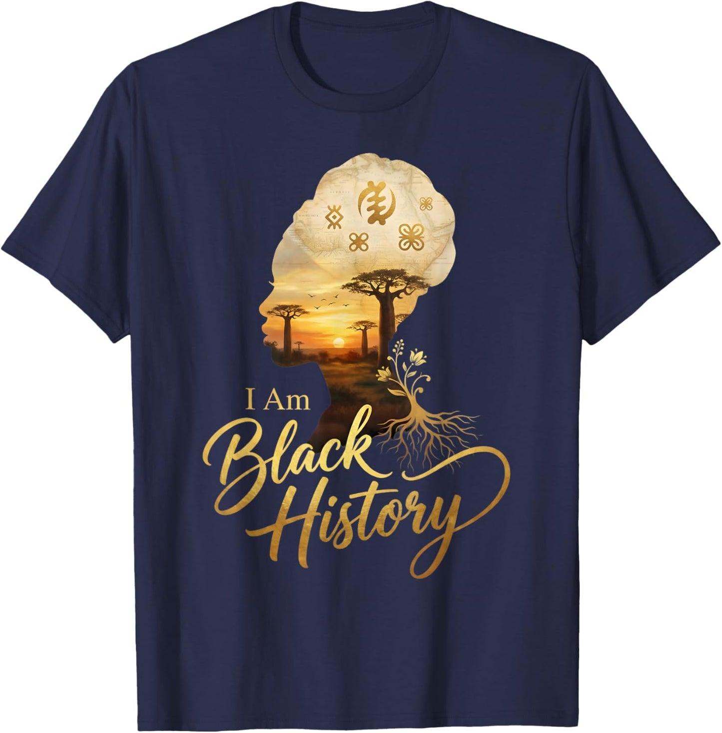 I Am Black History Month African American Proud Afro Melanin T-Shirt - T-Shirt | Navy