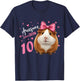Girls 10 Years Old Guinea Pig Birthday for Girls 10th Bday T-Shirt - T-Shirt | Navy