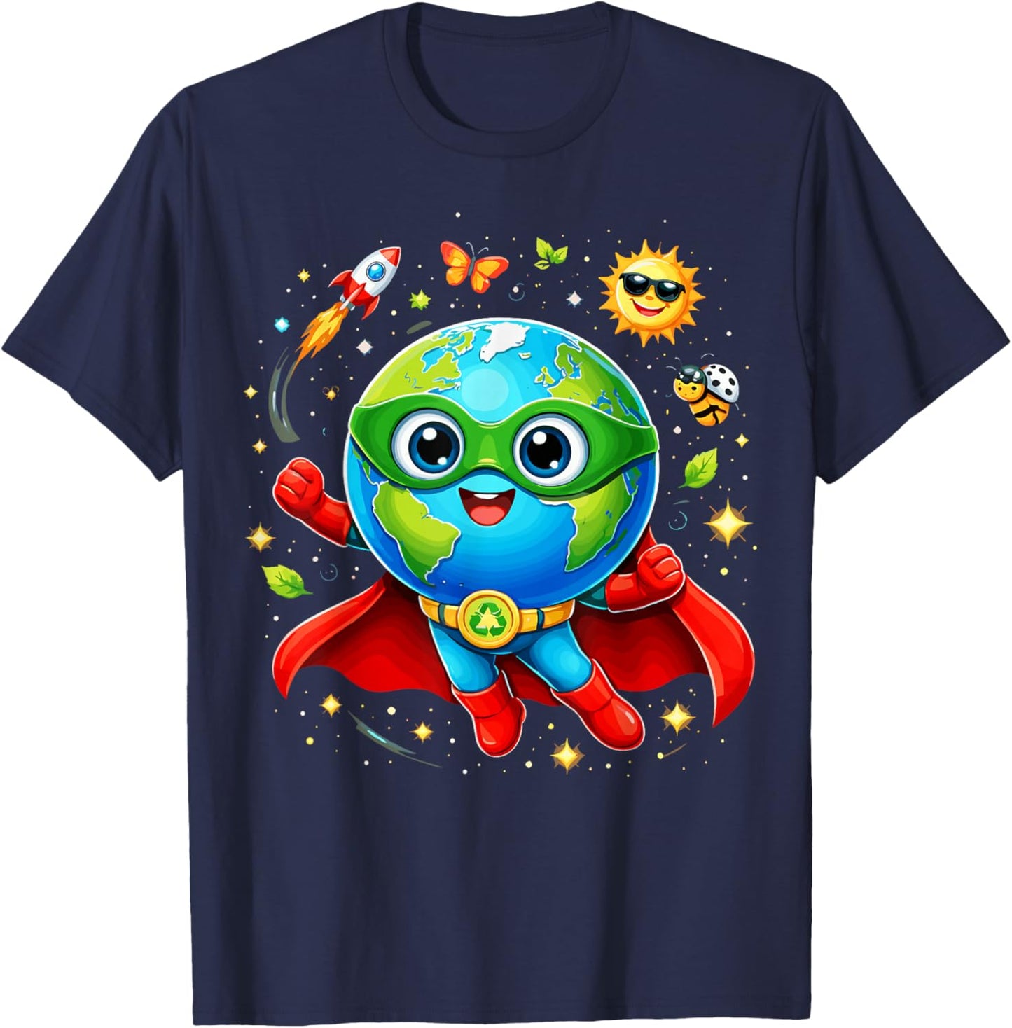 Superhero Planet Earth Earth Day T-Shirt - T-Shirt | Navy