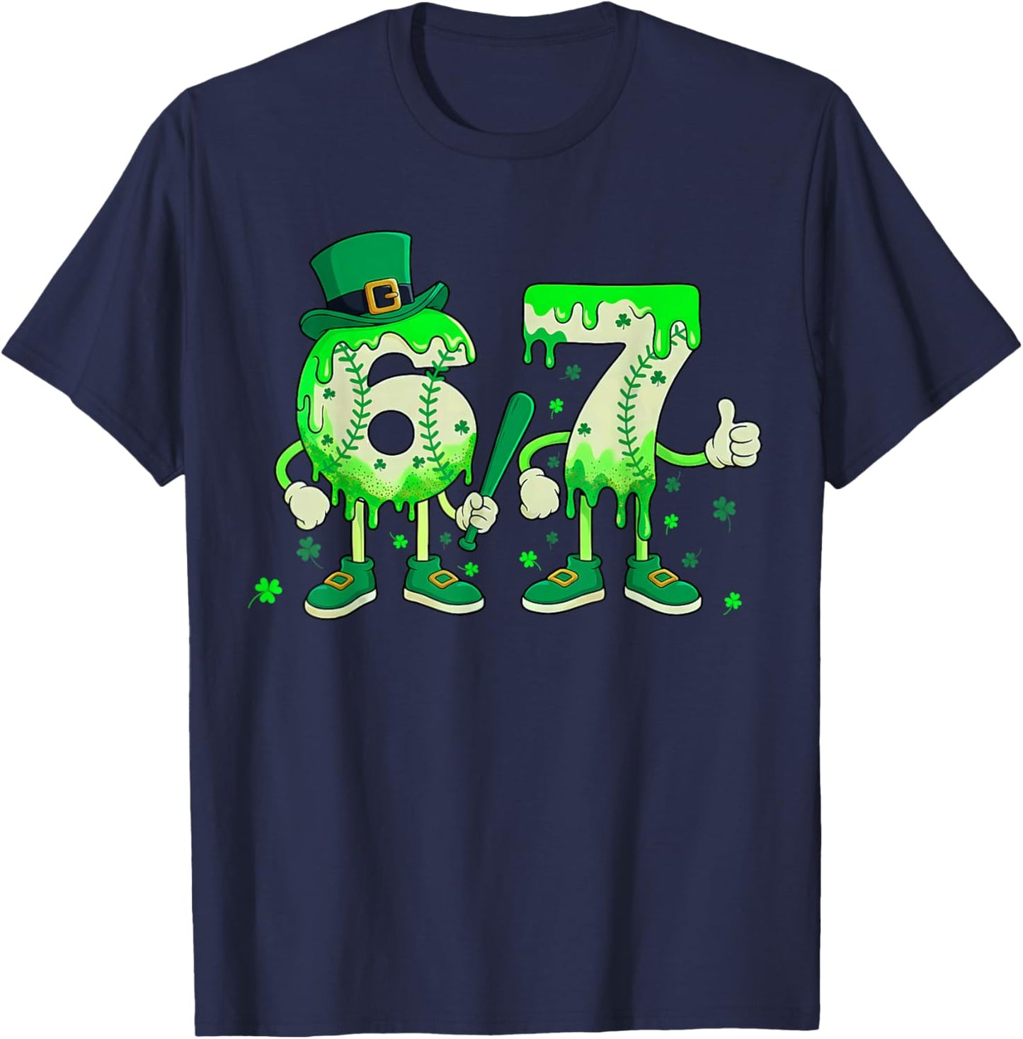 67 St Patricks Day Six Seven Meme 67 Baseball Drip Boys Kids T-Shirt - T-Shirt | Navy