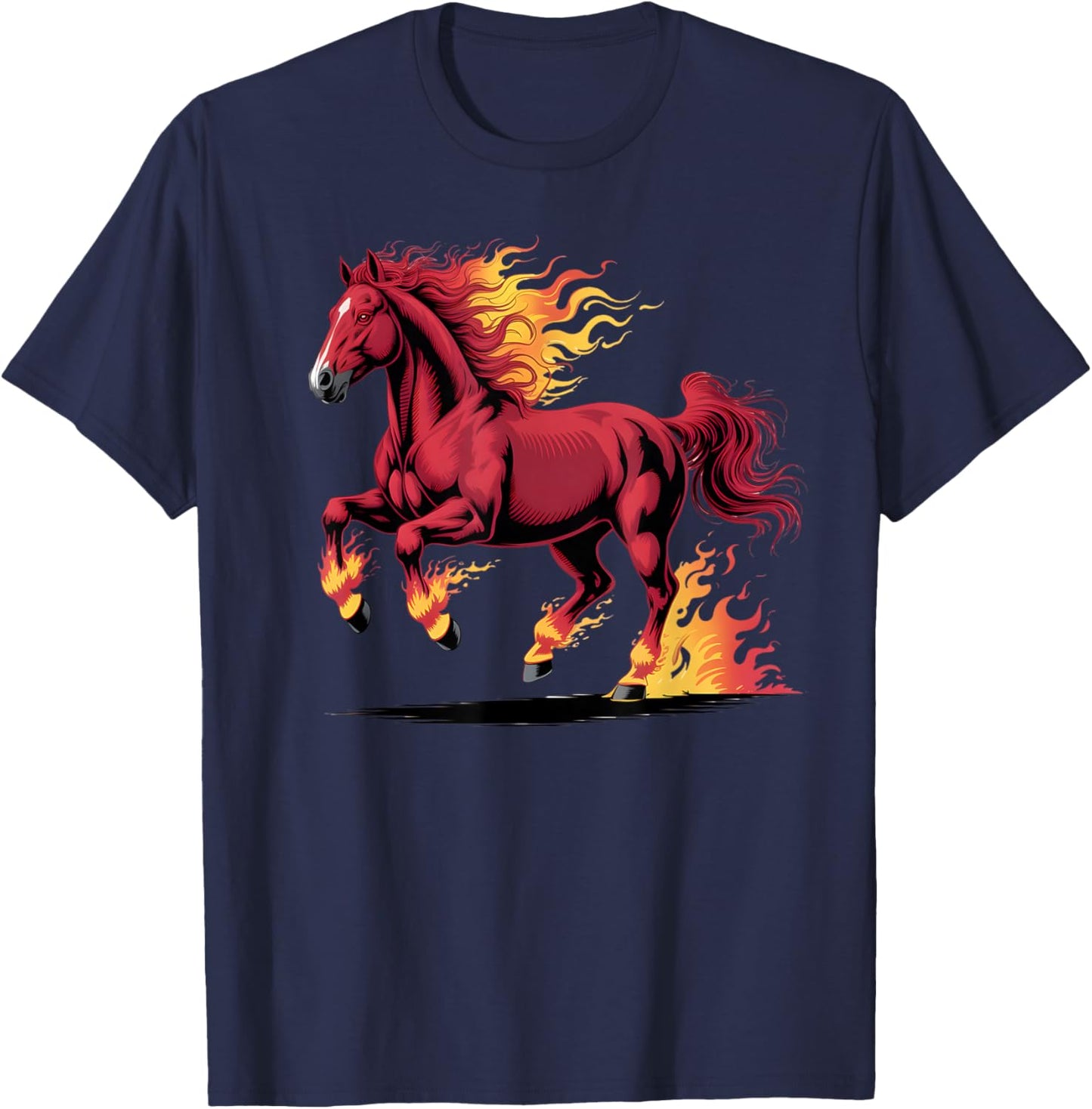 Flaming Horse Chinese Zodiac 2026 Celebration T-Shirt - T-Shirt | Navy