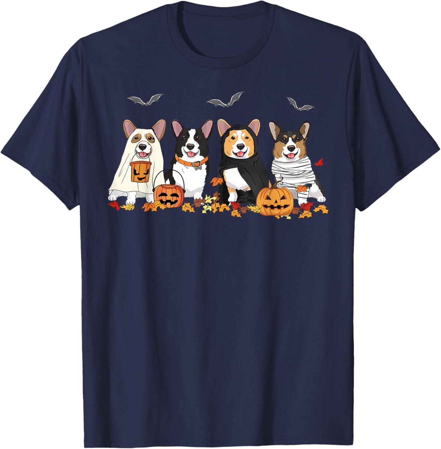 Halloween Corgi Ghost Spooky Corgi Lovers Dog Mama Papa Gift T-Shirt - T-Shirt | Navy